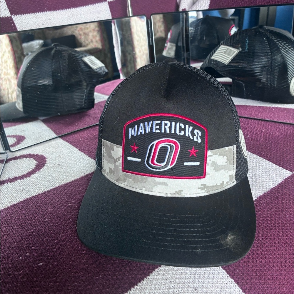 Colosseum Black Mesh Trucker Hat with Flag Patch Omaha Mavericks